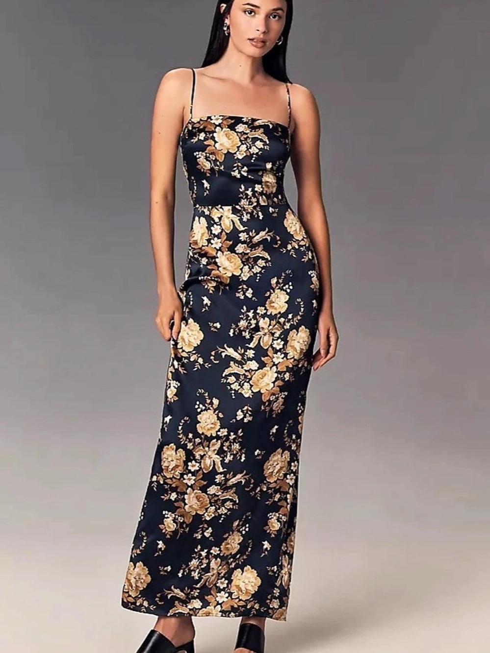 Reformation Pismo Silk Dress Floral Silk Maxi Dress in Blue & Gold XL NWT
